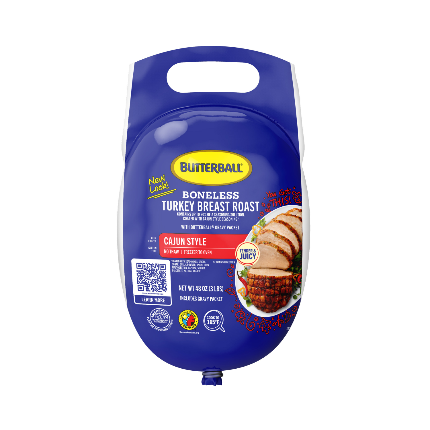 slide 1 of 2, Butterball All Natural Frozen Turkey Breast Roast, Cajun Style, 3 lbs., 48 oz