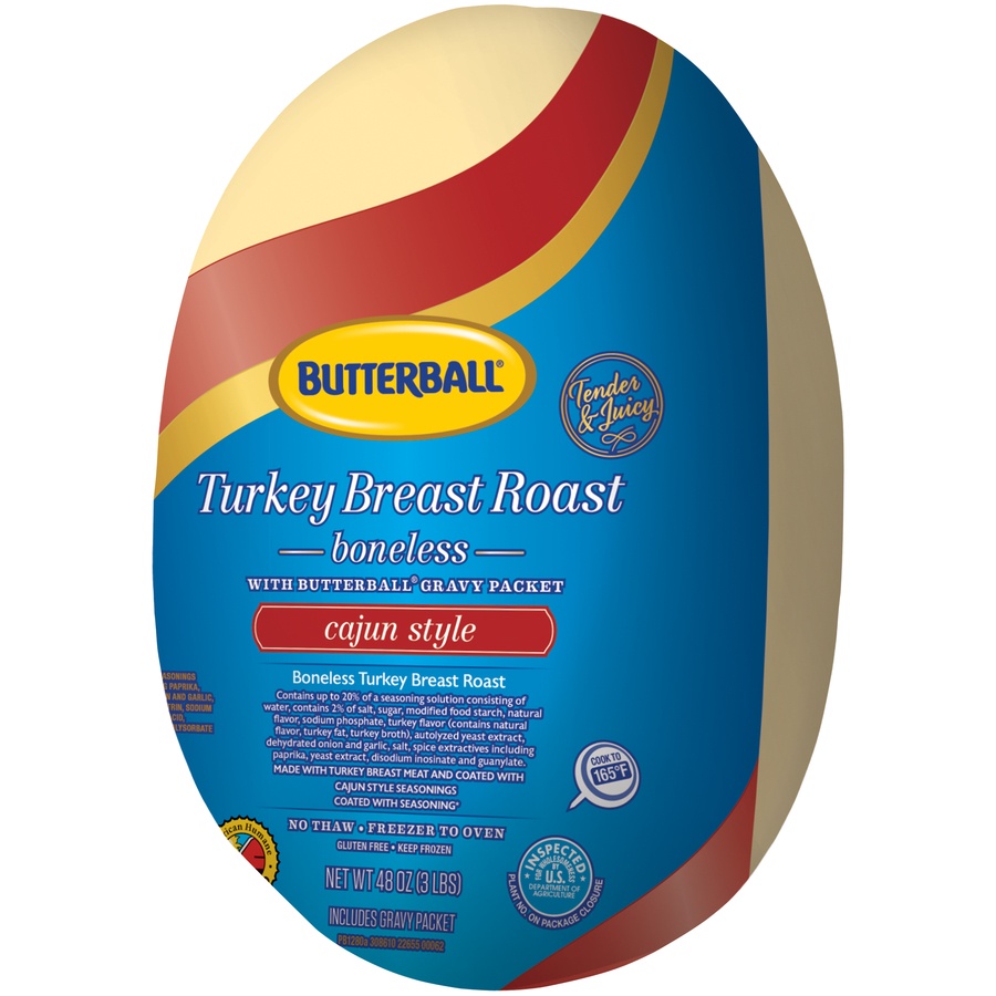 Butterball Turkey Breast Roast, Cajun, Boneless with Gravy Pack, Frozen