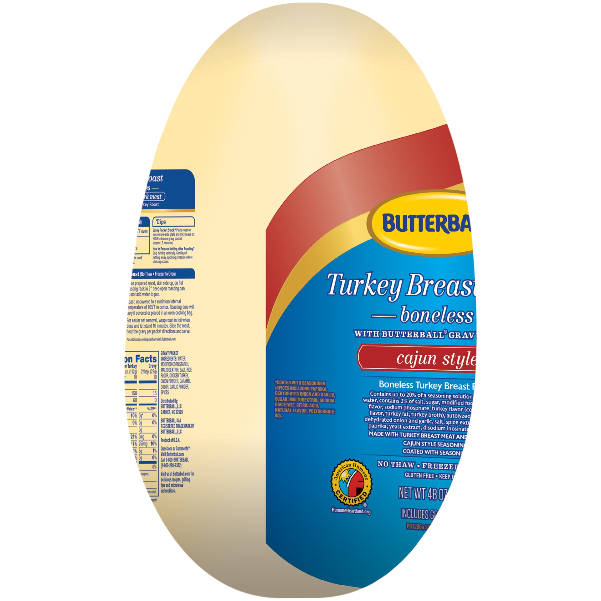 Butterball Turkey Breast Roast, Cajun, Boneless with Gravy Pack, Frozen