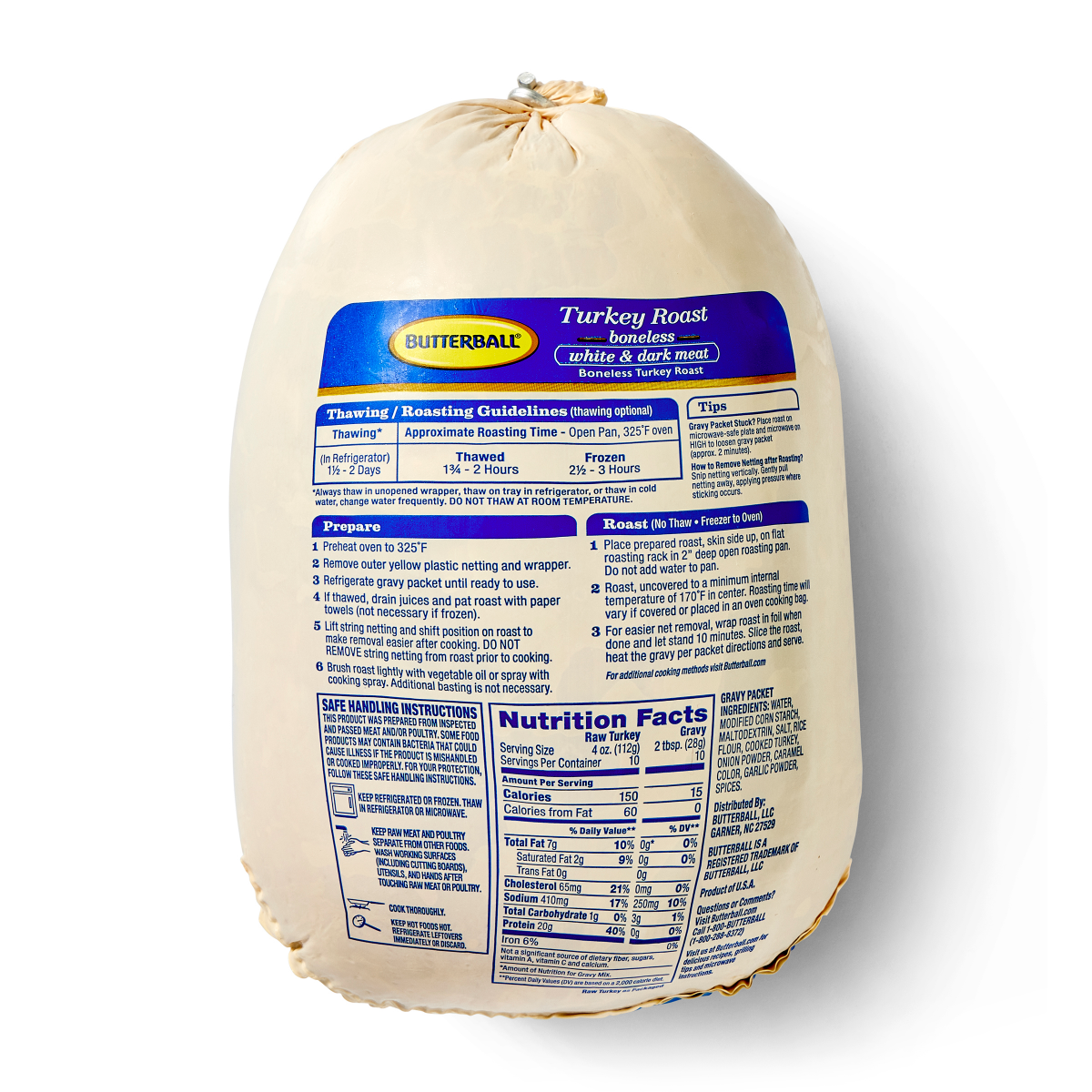 slide 5 of 5, Butterball Turkey Breast Roast, White & Dark Meat, Boneless with Gravy Pack, Frozen, 48 oz