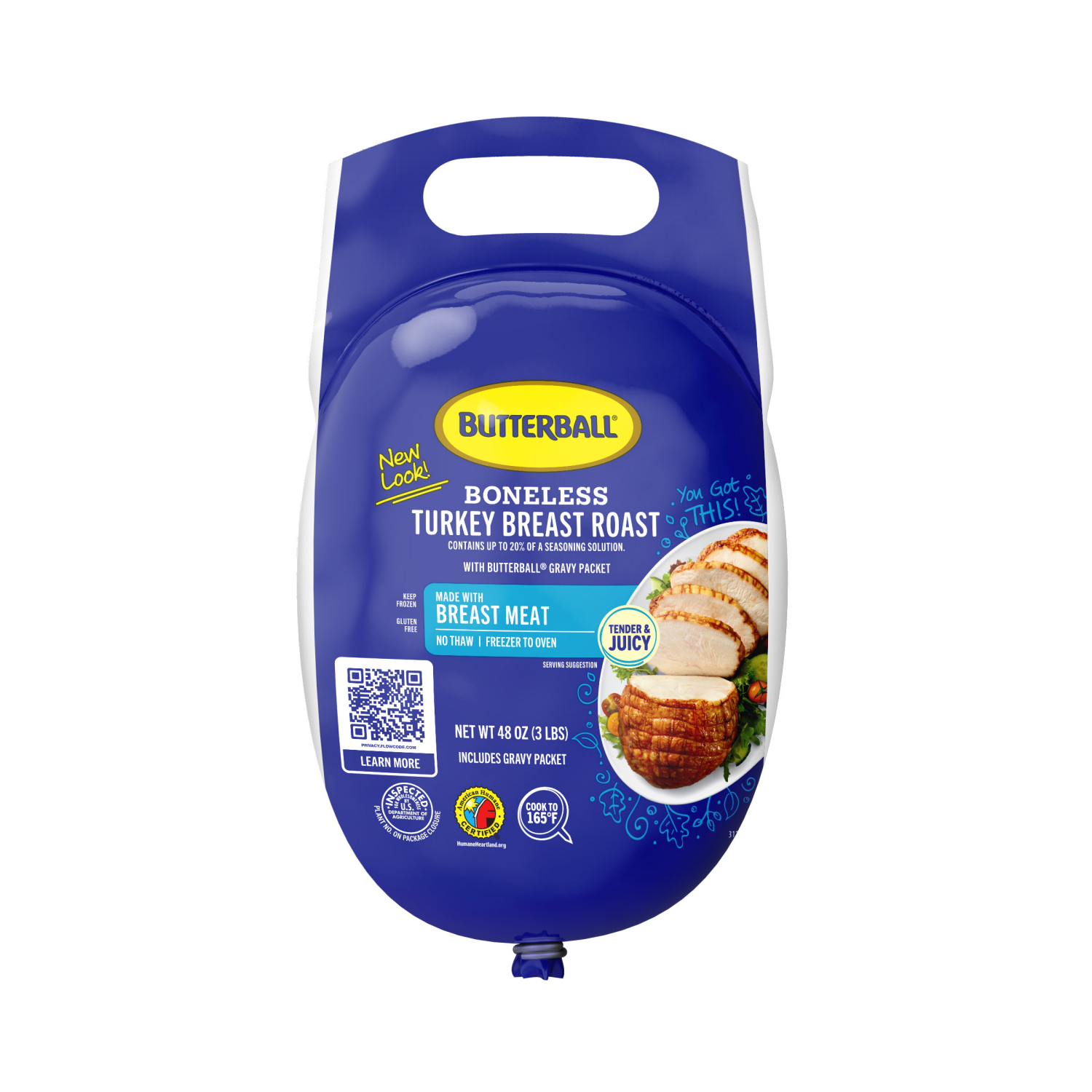 slide 1 of 2, Butterball All Natural Frozen Turkey Breast Roast, 3 lbs., 48 oz