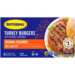 Butterball Seasoned Turkey Burgers, 6 Count, 32 Oz
