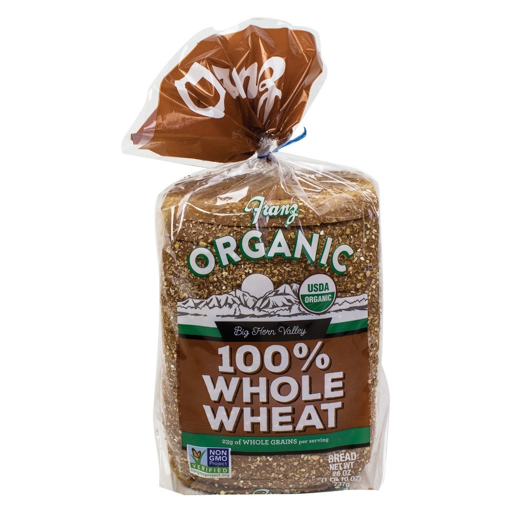 slide 2 of 5, Franz 100% Whole Wheat Organic Bread, 26 oz