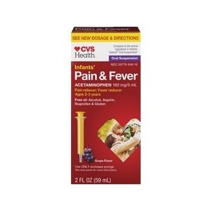 slide 1 of 1, CVS Health Infants' Pain & Fever Oral Suspension Grape Flavor, 2 oz