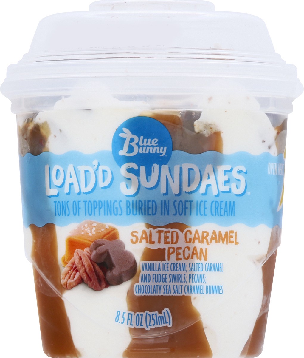 slide 12 of 12, Blue Bunny Load'd Sundaes Salted Caramel Pecan, Frozen Dessert Cup, 8.5 fl oz, 8.50 fl oz