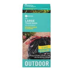 SE Grocers Large Trash Bags Drawstring Closure Outdoor - 15 CT