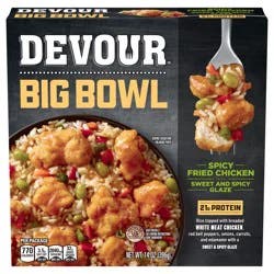 Devour Big Bowl Spicy Fried Chicken with Sweet and Spicy Glaze, 14 oz Box