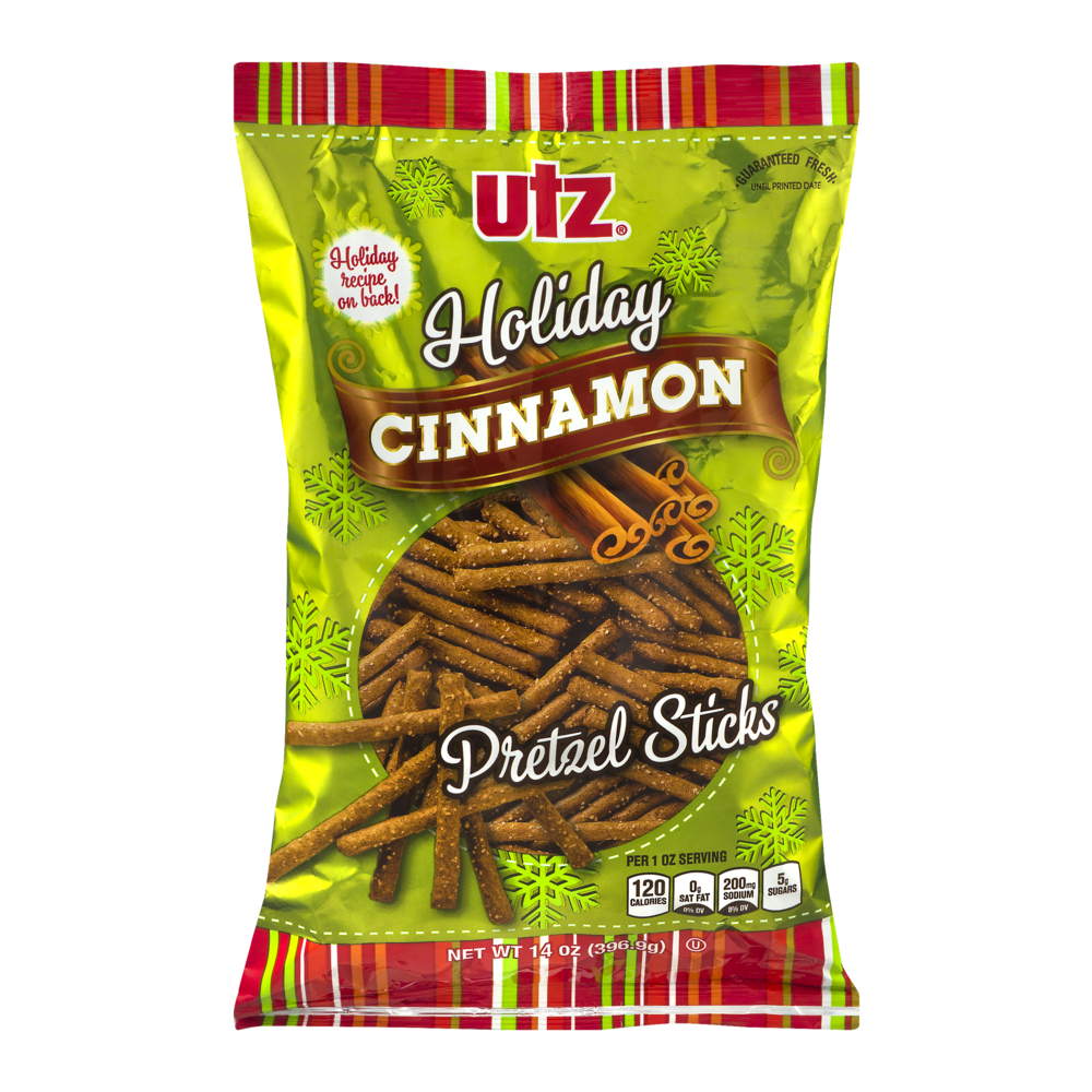 slide 1 of 1, Utz Holiday Cinnamon Pretzel Sticks, 14 oz