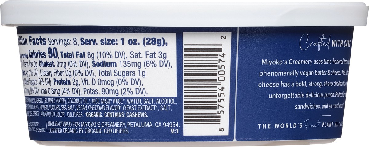 slide 5 of 9, Miyoko's Creamery Plant Milk Roadhouse Cheddar Cheese Spread 8 oz, 8 oz