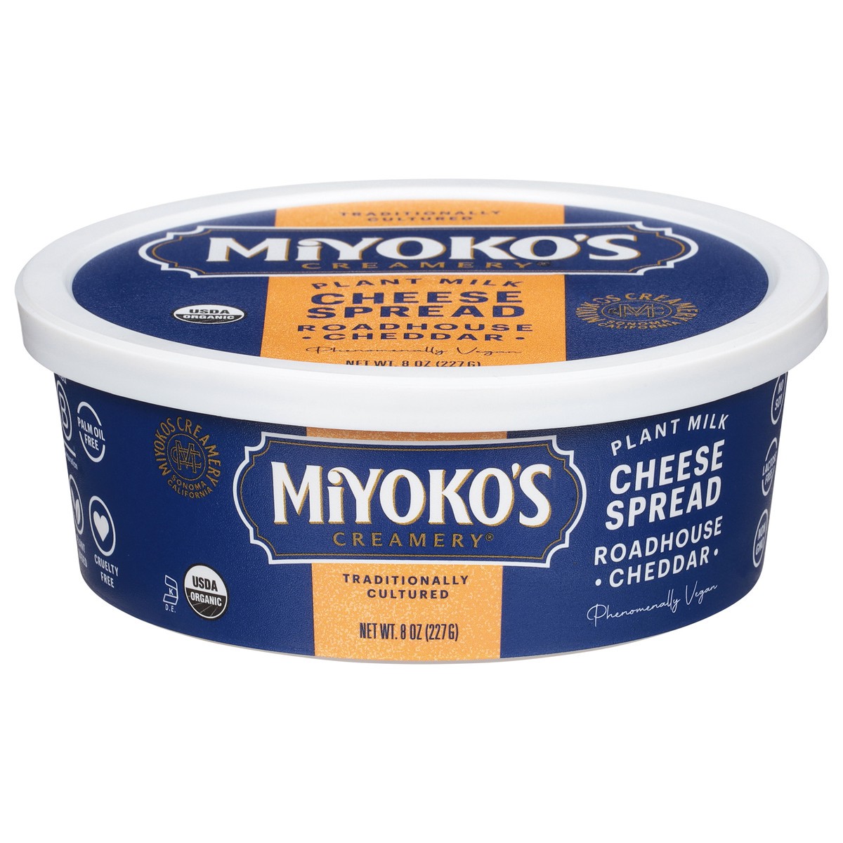 slide 1 of 9, Miyoko's Creamery Plant Milk Roadhouse Cheddar Cheese Spread 8 oz, 8 oz