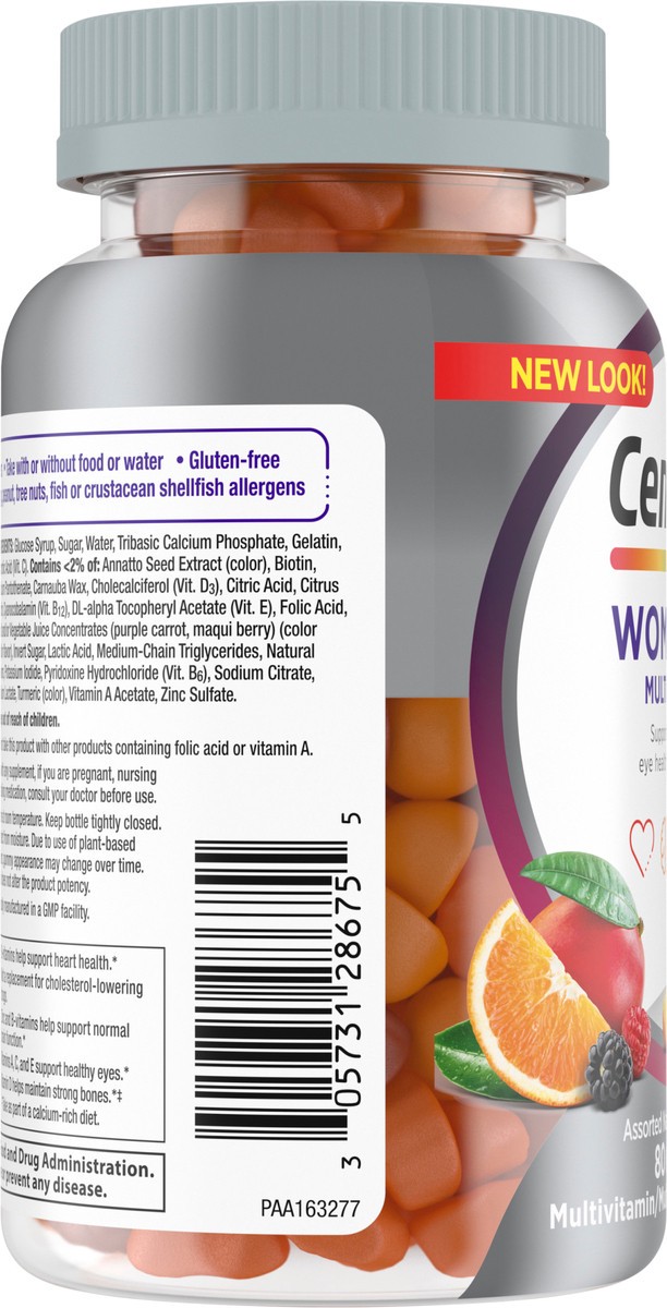 slide 5 of 9, Centrum MultiGummies for Women 50 Plus, Multivitamin/Multimineral Supplement with Vitamins D3, E, B6, and B12, Assorted Fruit Flavor - 80 Count, 80 ct