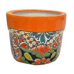 Blue Orange Pottery Medium Chihuahua Talavera Planter