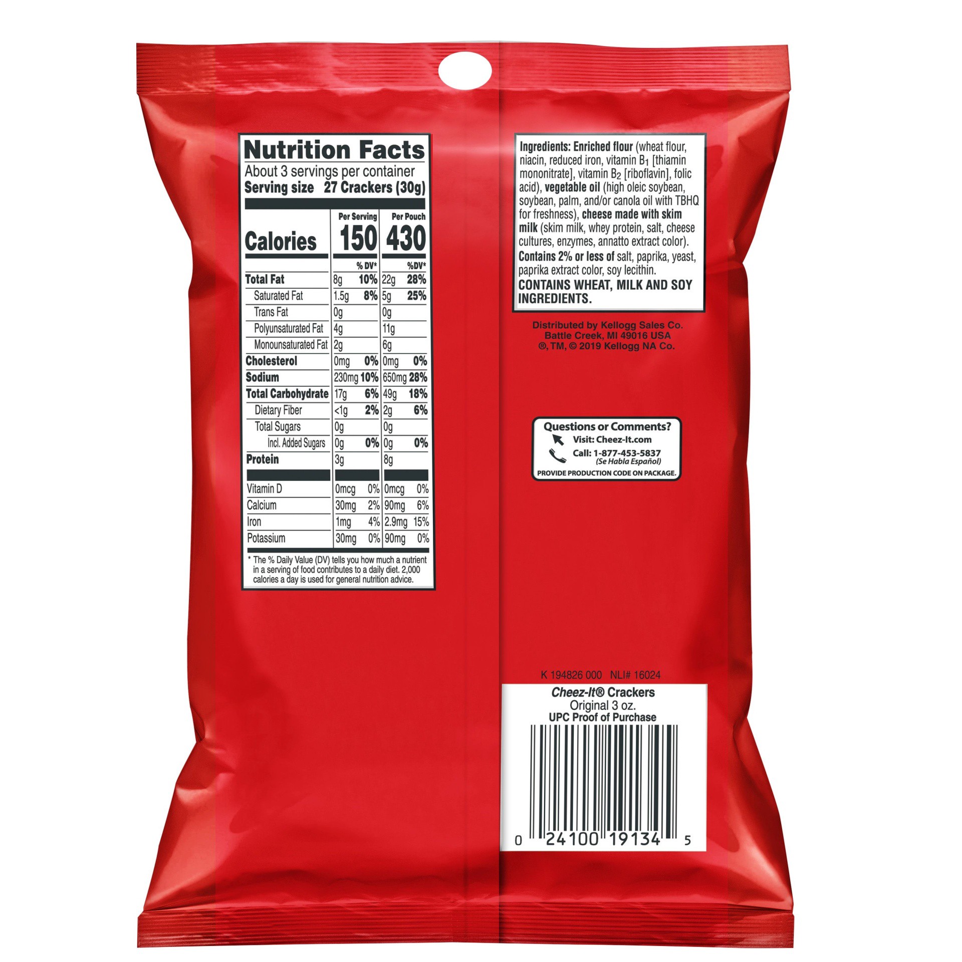 slide 7 of 7, Cheez-It Original Cheese Crackers, 3 oz