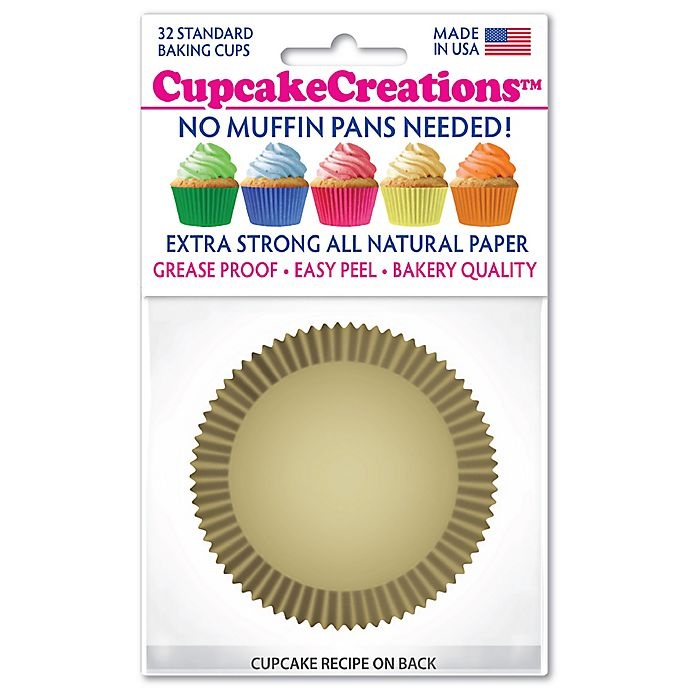 slide 4 of 4, Cupcake Creations Standard Baking Cups - Gold, 32 ct