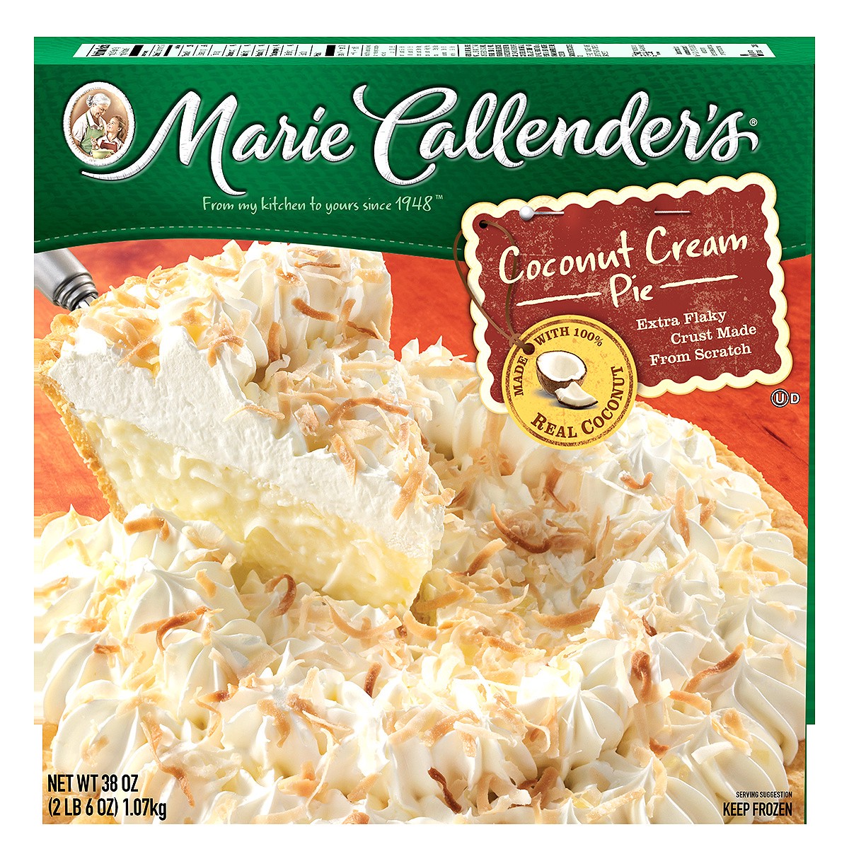 slide 1 of 8, Marie Callender's Frozen Pie Dessert, Coconut Cream, 38 Ounce, 38 oz