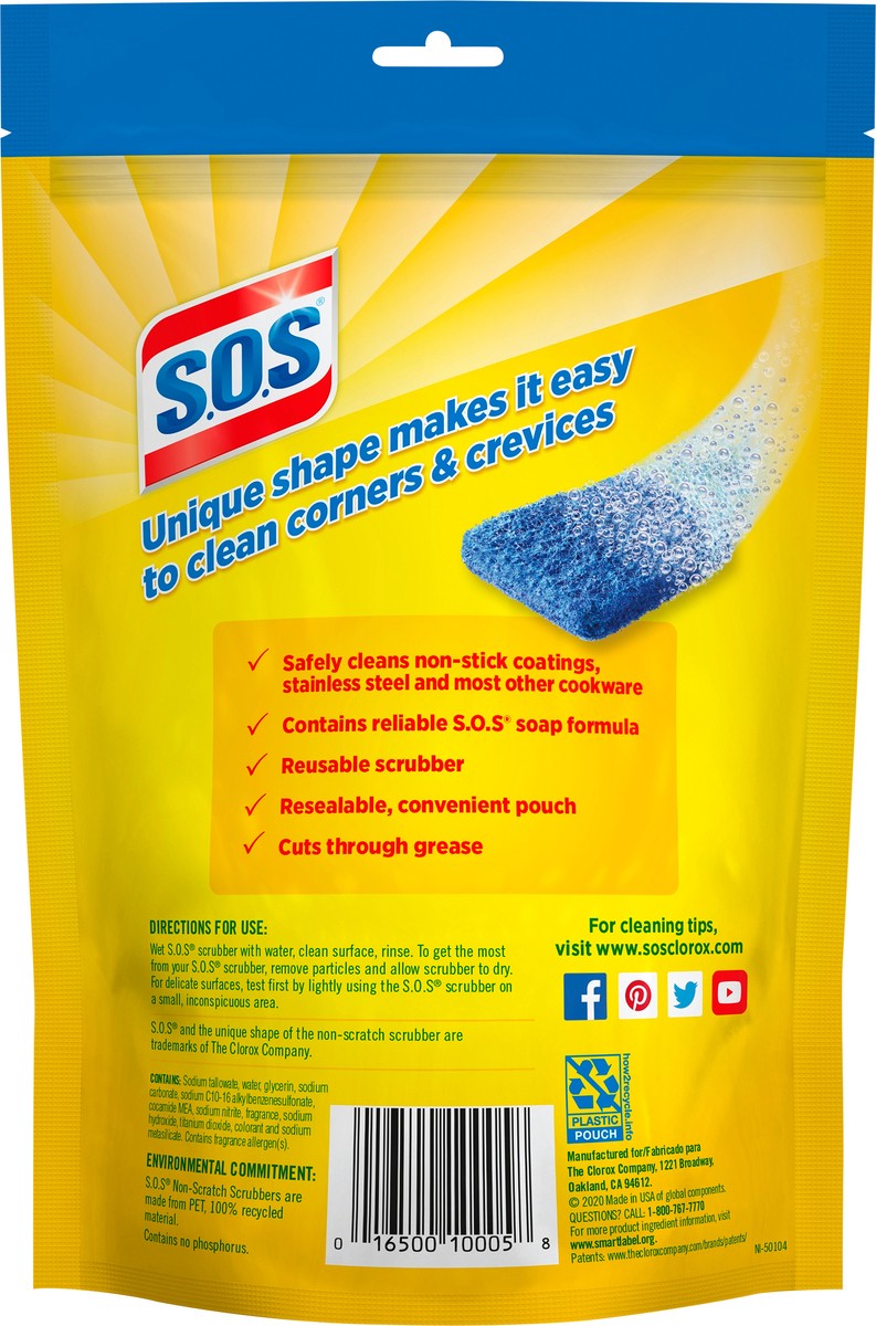 slide 5 of 5, S.O.S. Non-Scratch Scrubbers - 8 Pack - Blue, 8 ct
