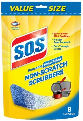 slide 1 of 1, S.O.S. Non-scratch Soap Scrubbers, 8 ct
