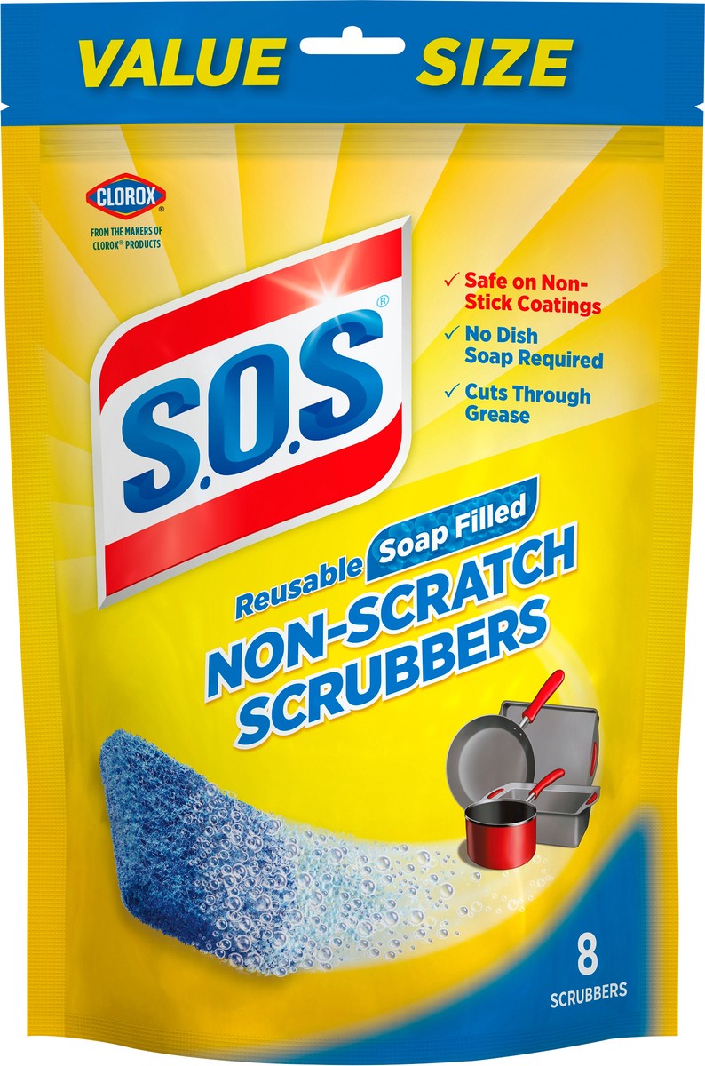 slide 2 of 5, S.O.S. Non-Scratch Scrubbers - 8 Pack - Blue, 8 ct