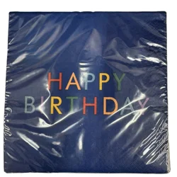 Meijer Lunch Napkin Happy Bday Blue 24ct