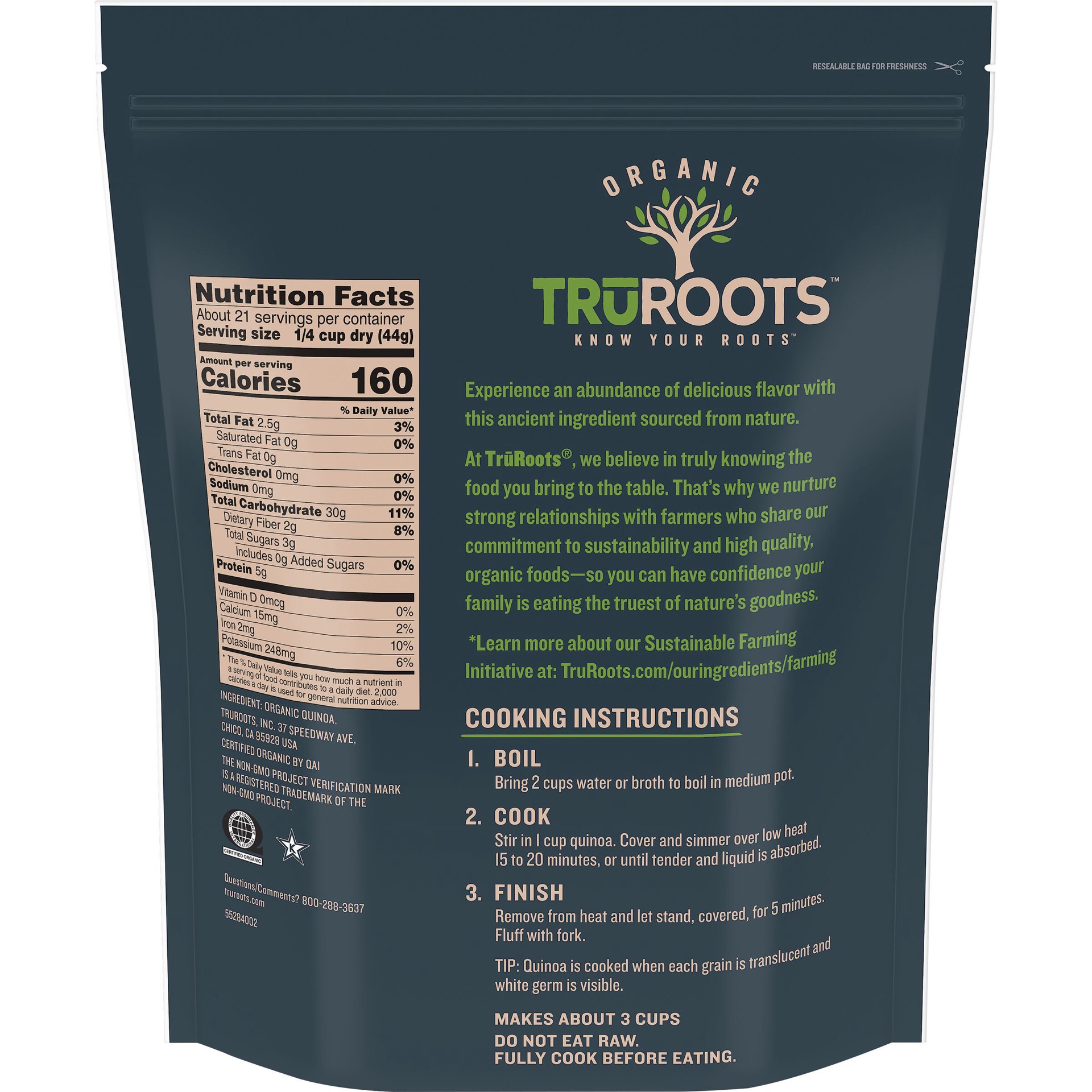 slide 3 of 5, truRoots Organic Quinoa, 32 Ounces, Certified USDA Organic, Non-GMO Project Verified, 2 lb