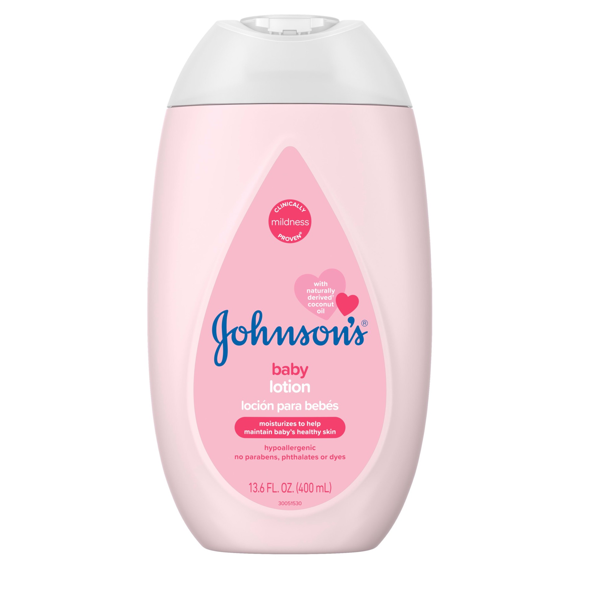 slide 1 of 7, Johnson's Moisturizing Mild Pink Baby Lotion with Coconut Oil for Delicate Baby Skin, Paraben-, Phthalate- & Dye-Free, Hypoallergenic & Dermatologist-Tested, Baby Skin Care, 13.6 Fl. Oz, 13.6 fl oz