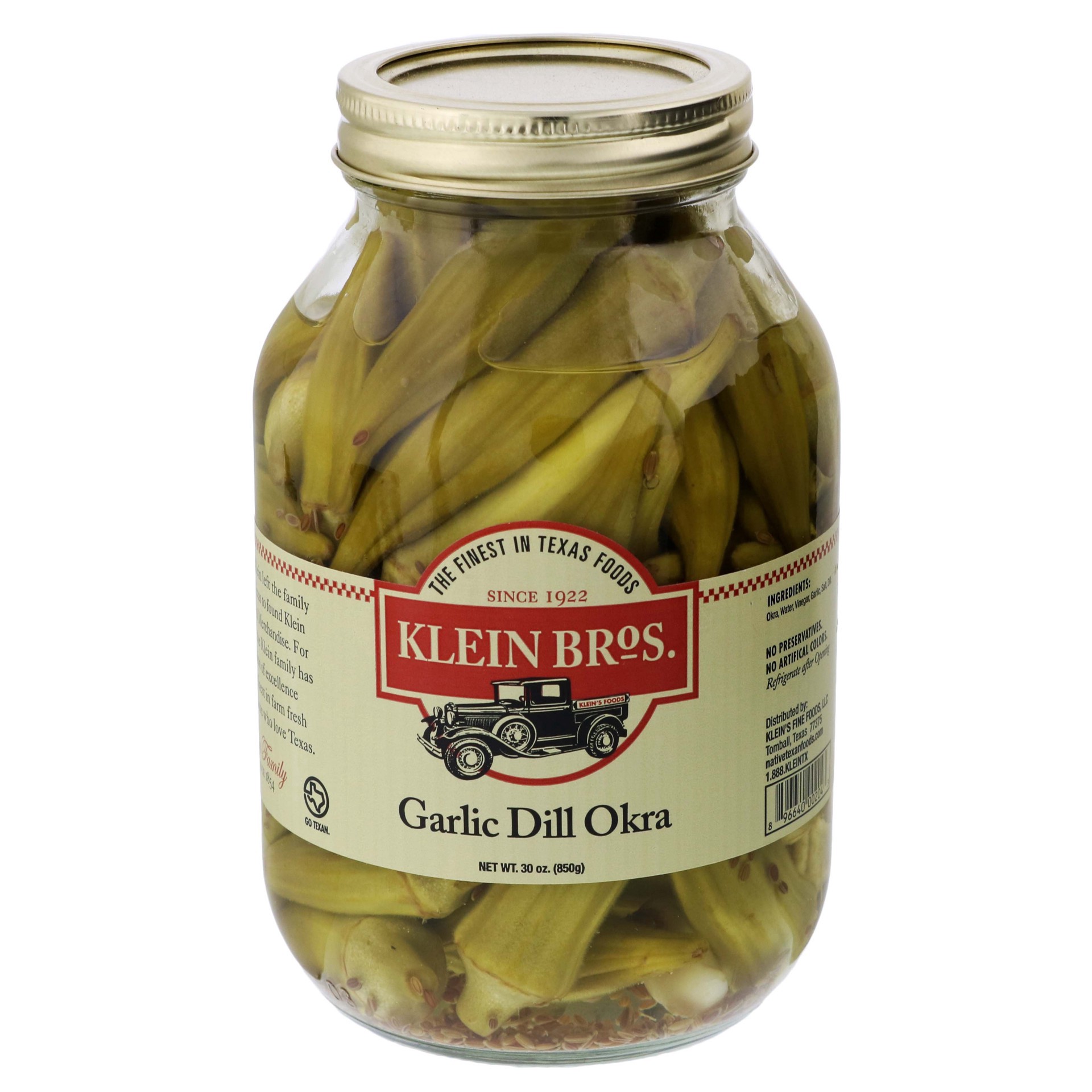 slide 1 of 1, Klein Bros. Garlic Dill Okra, 30 oz