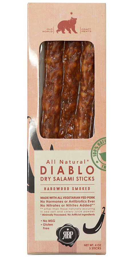 slide 1 of 2, Red Bear Provisions All Natural Diablo Dry Salami Sticks, 4 oz