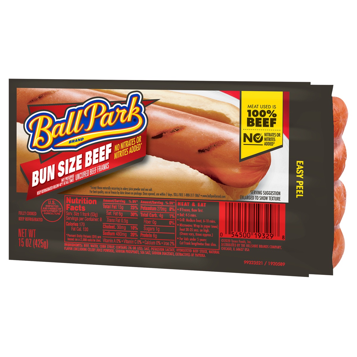 slide 3 of 7, Ball Park Bun Size Beef Hot Dogs, 15 oz