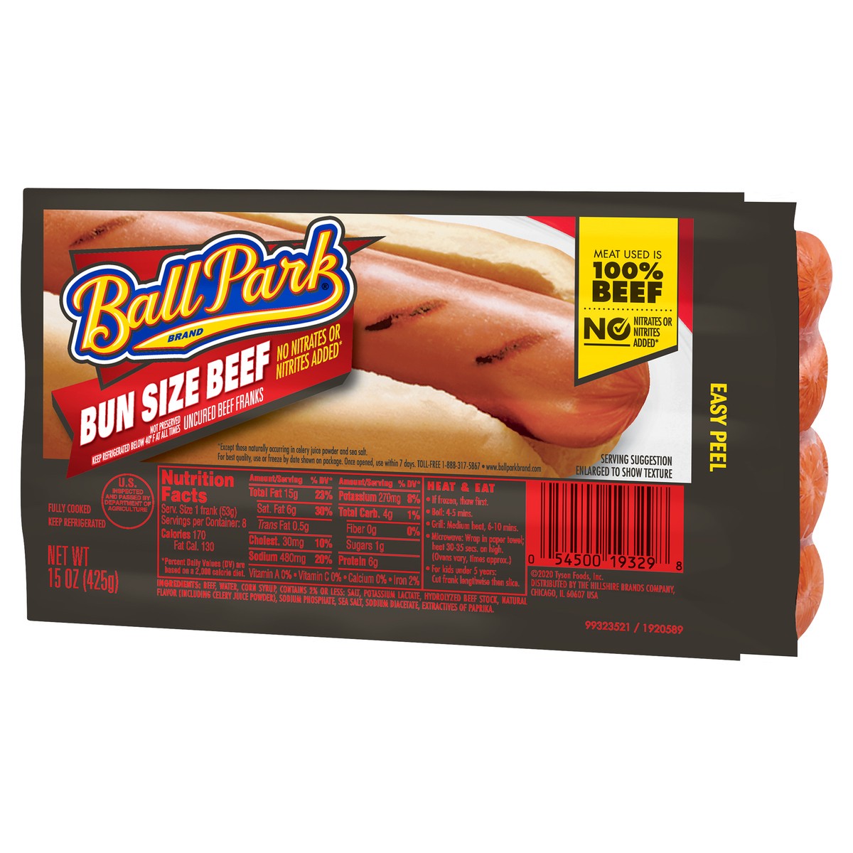 slide 3 of 4, Ball Park Bun Length Hot Dogs, Beef, 8 Count, 15 oz