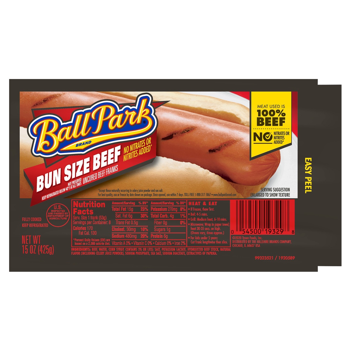 slide 7 of 7, Ball Park Bun Size Beef Hot Dogs, 15 oz