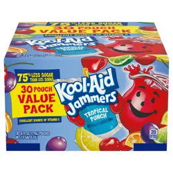 Kool-Aid Jammers Tropical Punch Flavored Drink Value Pack, 30 ct Box, 6 fl oz Pouches