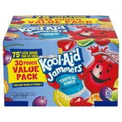 Kool-Aid Jammers Tropical Punch Flavored Drink Value Pack, 30 ct Box, 6 fl oz Pouches