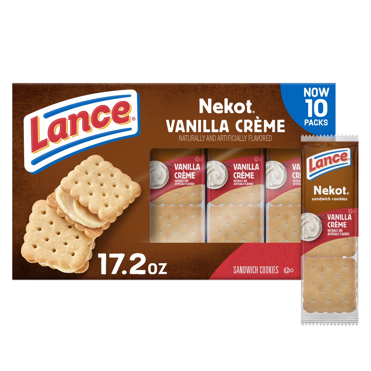 slide 1 of 9, Lance Nekot Vanilla Flavored Creme Sandwich Cookies, 17.200 oz