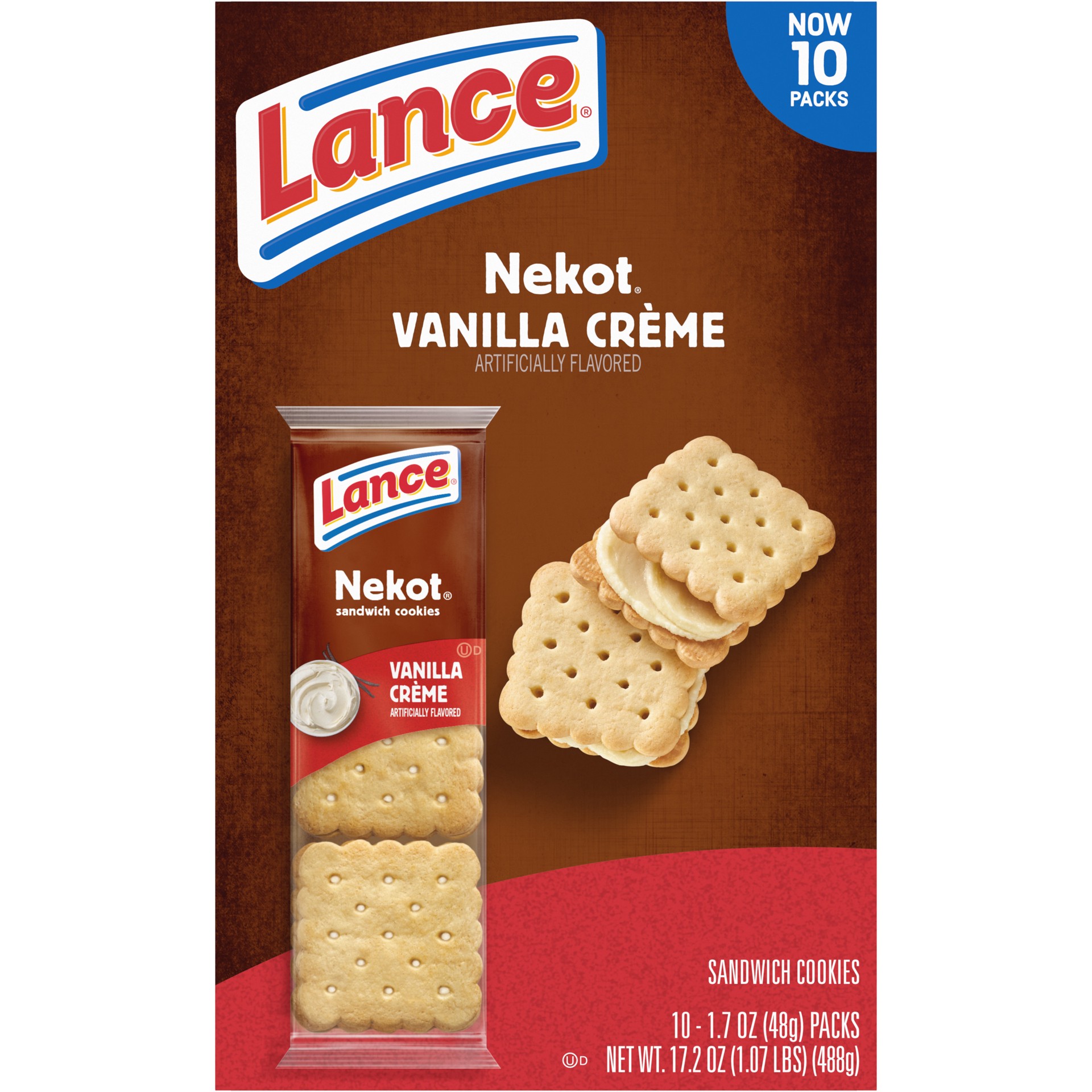 slide 4 of 9, Lance Nekot Vanilla Flavored Creme Sandwich Cookies, 17.200 oz