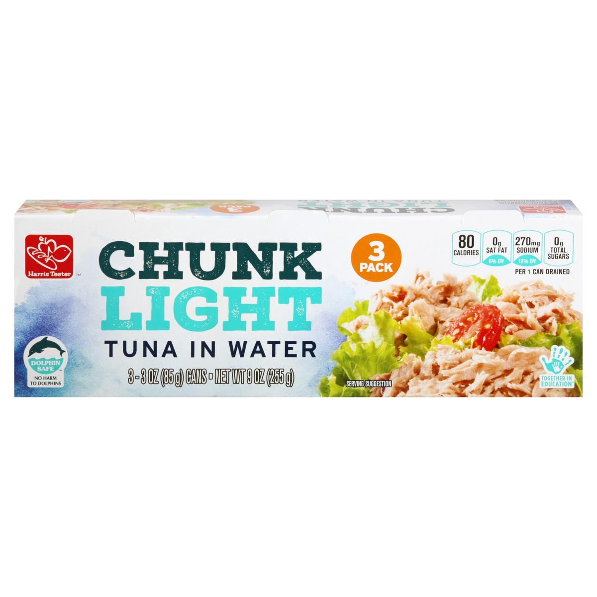 slide 1 of 10, Harris Teeter Tuna - Chunk Light in Water, 9 oz