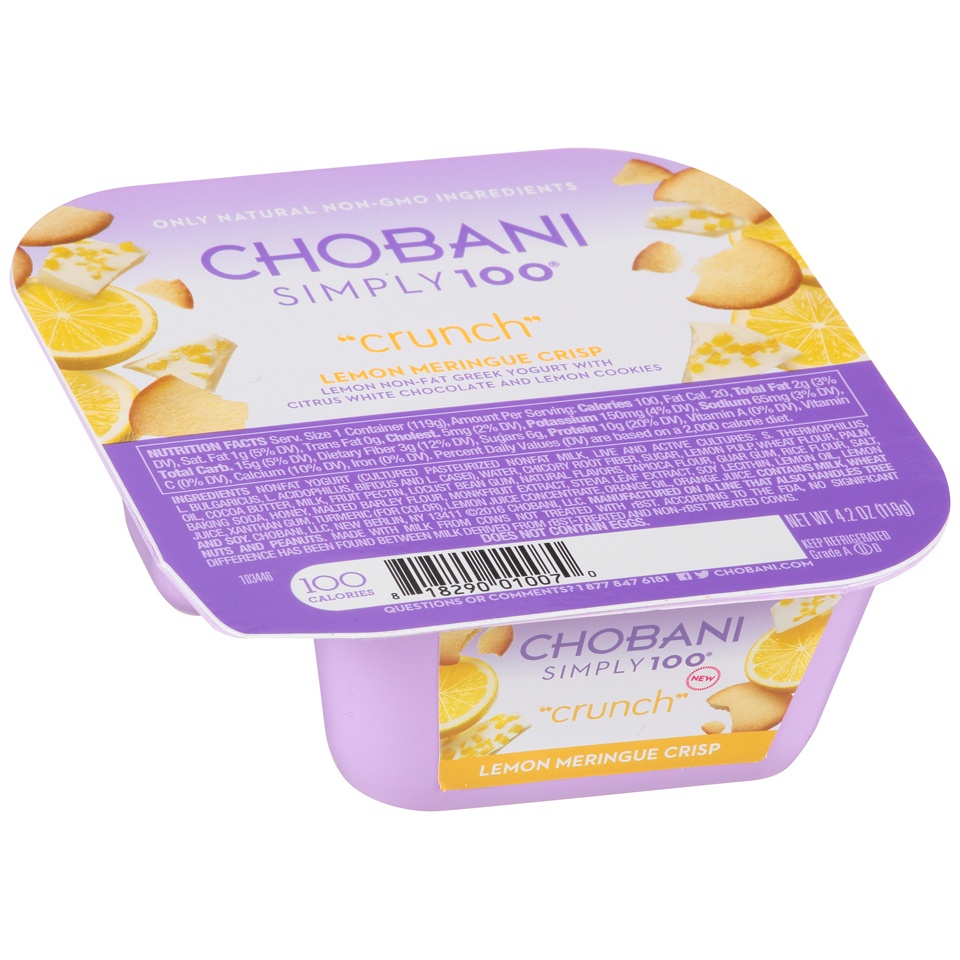 slide 1 of 1, Chobani Simply 100 Crunch Lemon Meringue Crisp Greek Yogurt, 4.2 oz