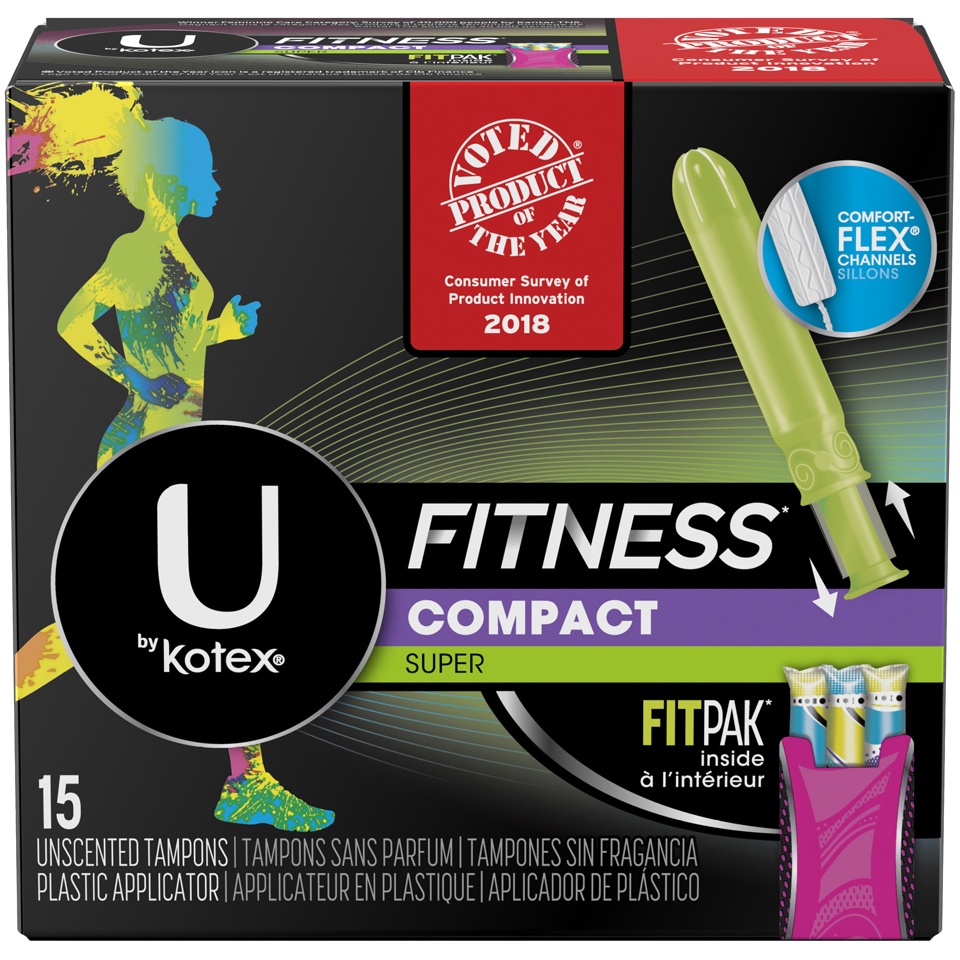 slide 1 of 1, U by Kotex Fitness Compact Super Unscented Tampons, 15 ct