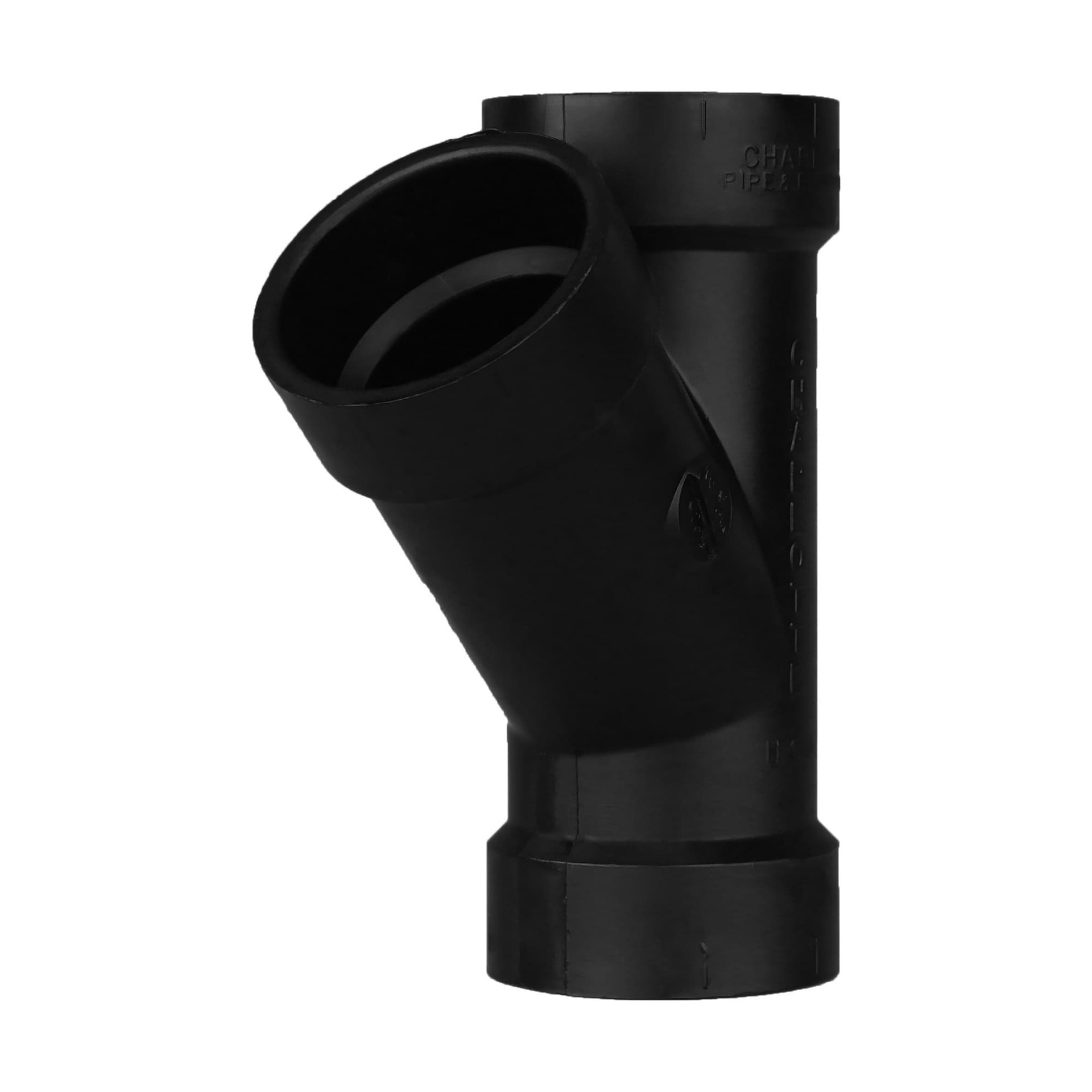 slide 1 of 1, Charlotte Pipe 3-in x 3-in x 3-in dia ABS Wye Fitting for Non-Potable Water, Black - NSF Safety Listed for Sanitary Drain, Waste, and Vent Applications, 1 ct