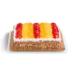 H-E-B Bakery White Cake with Fresh Fruit - Strawberry, Pineapple & Oranges