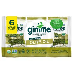 gimMe Roasted Organic Extra Virgin Olive Oil Seaweed Snacks Value Pack 6 - 0.17 oz Trays