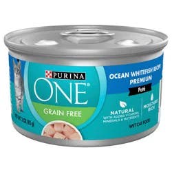 Purina ONE Natural, High Protein, Grain Free Wet Cat Food Pate, Ocean Whitefish Recipe