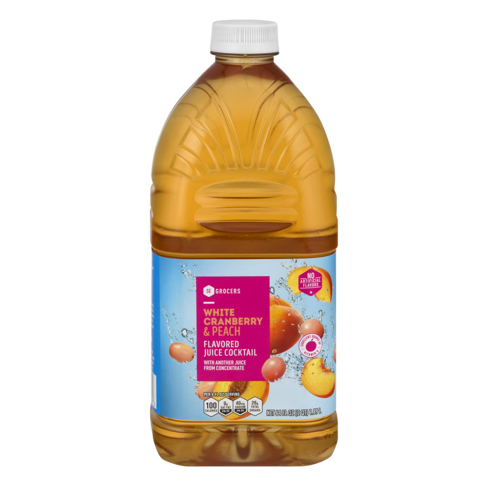 slide 1 of 1, SE Grocers Flavored Juice Cocktail White Cranberry & Peach, 64 oz