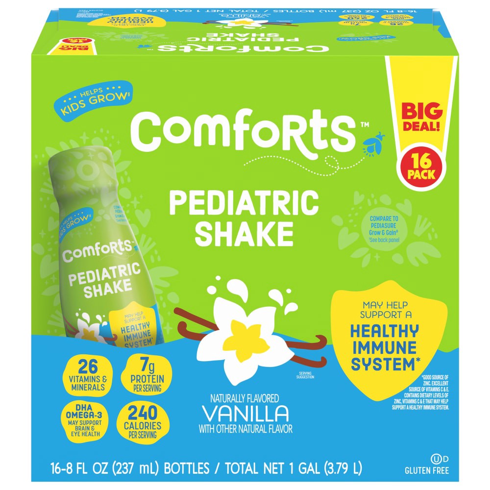 slide 3 of 6, Comforts Pediatric Vanilla Formula Shake, 16 ct