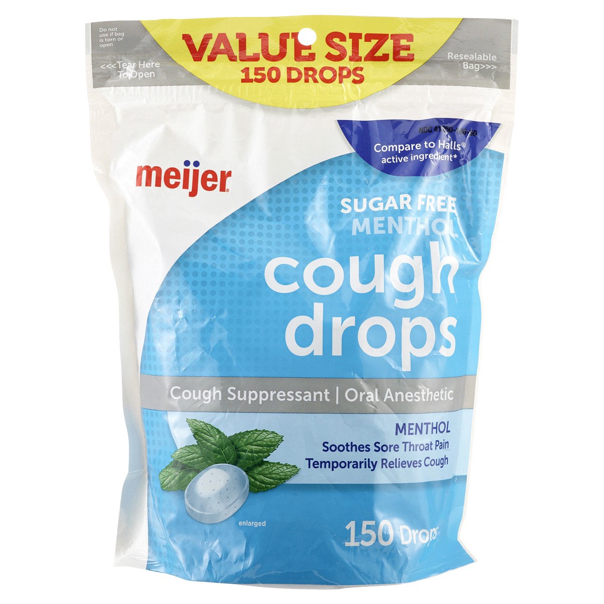 slide 1 of 5, Meijer Sugar Free Menthol Eucalyptus Cough Drops, 150 ct