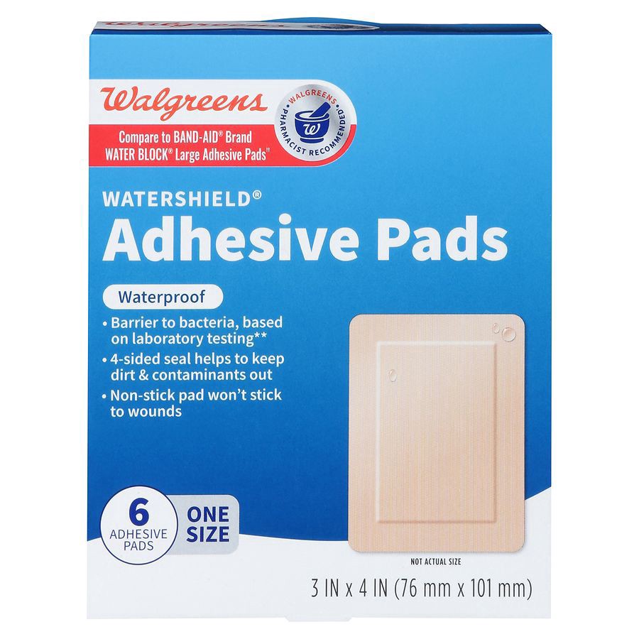 slide 2 of 5, Walgreens Watershield Adhesive Pads One Size 3'' X 4'', 6 ct