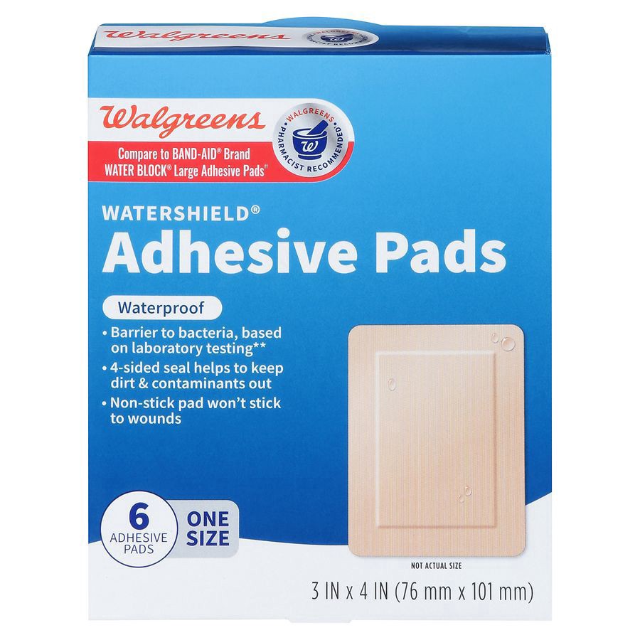 slide 1 of 5, Walgreens Watershield Adhesive Pads One Size 3'' X 4'', 6 ct