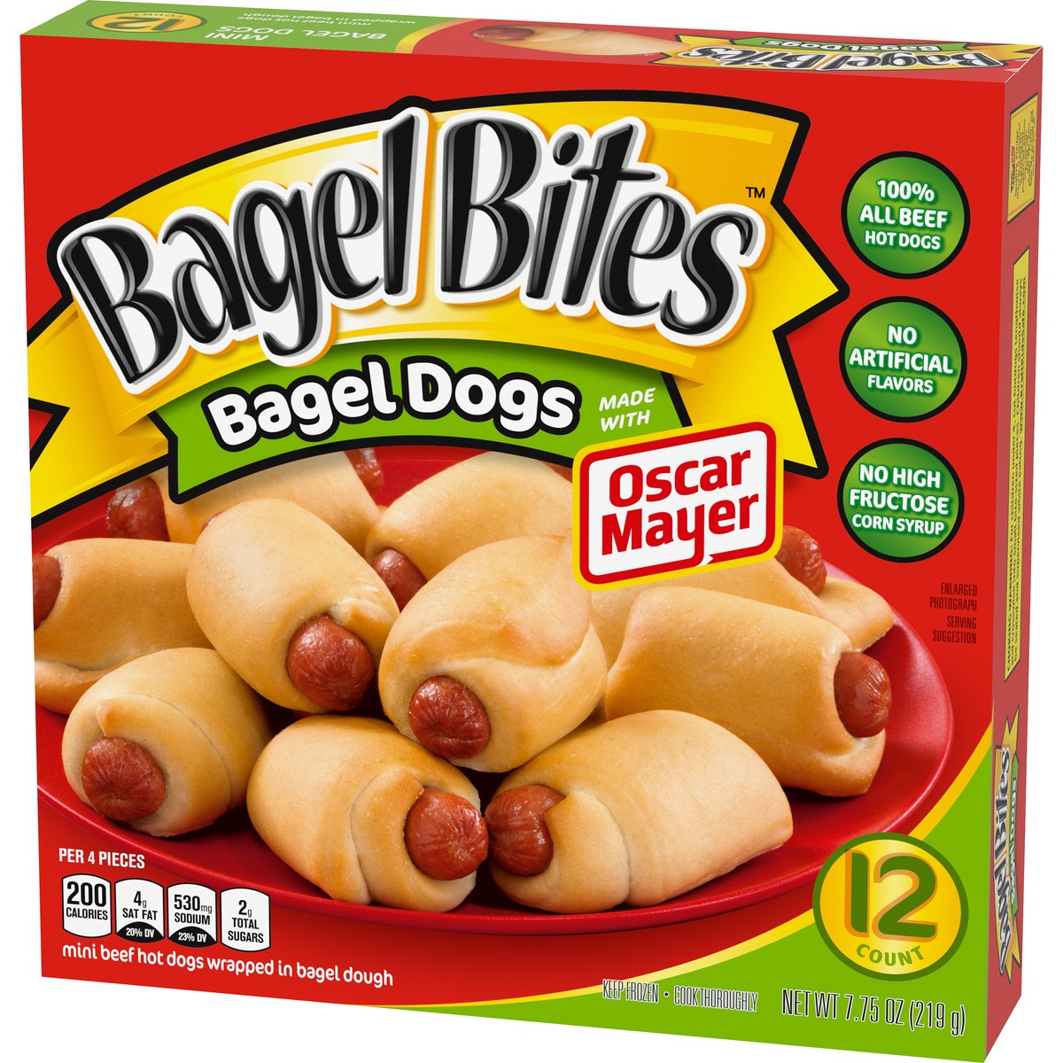 slide 2 of 14, Bagel Bites Bagel Dogs with Oscar Mayer Frozen Snacks, 12 ct Box, 12 ct