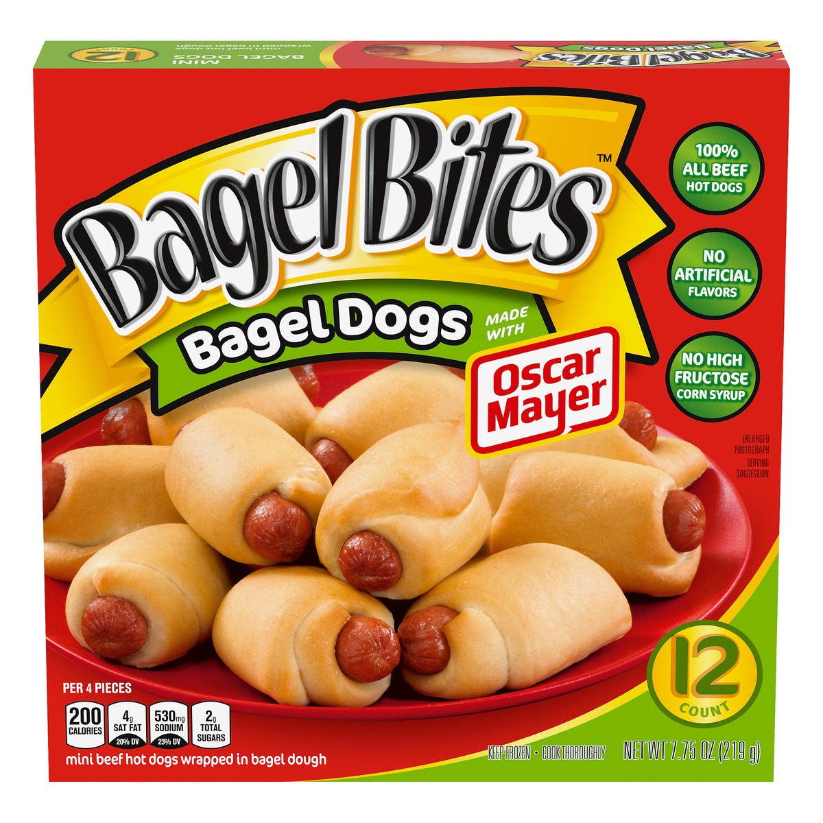 slide 9 of 14, Bagel Bites Bagel Dogs with Oscar Mayer Frozen Snacks, 12 ct Box, 12 ct