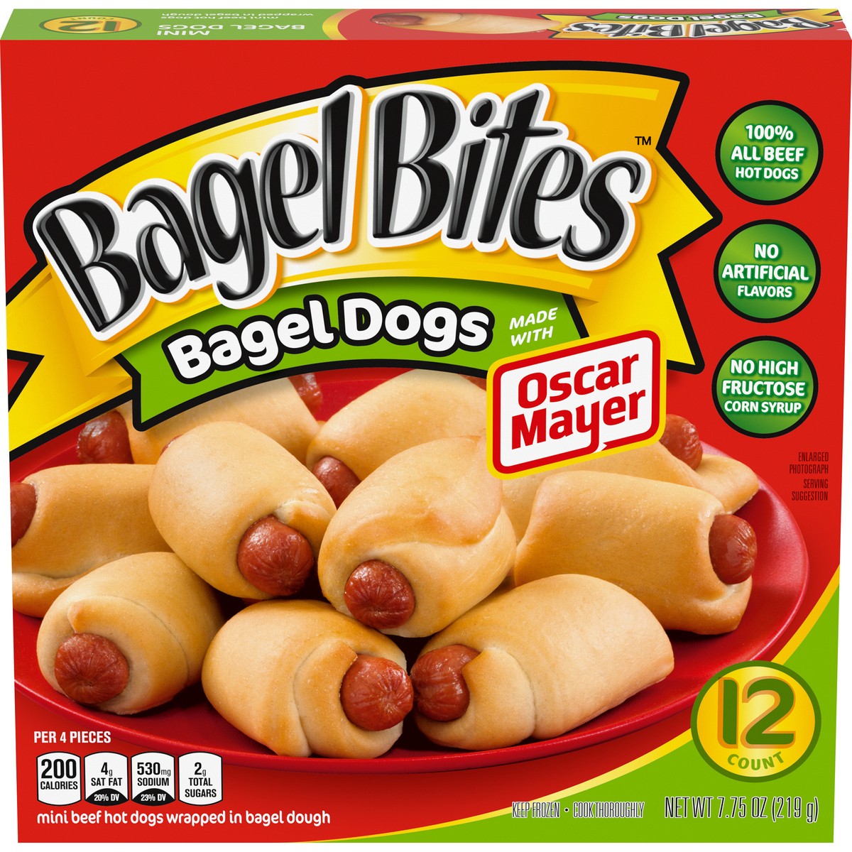 slide 12 of 14, Bagel Bites Bagel Dogs with Oscar Mayer Frozen Snacks, 12 ct Box, 12 ct