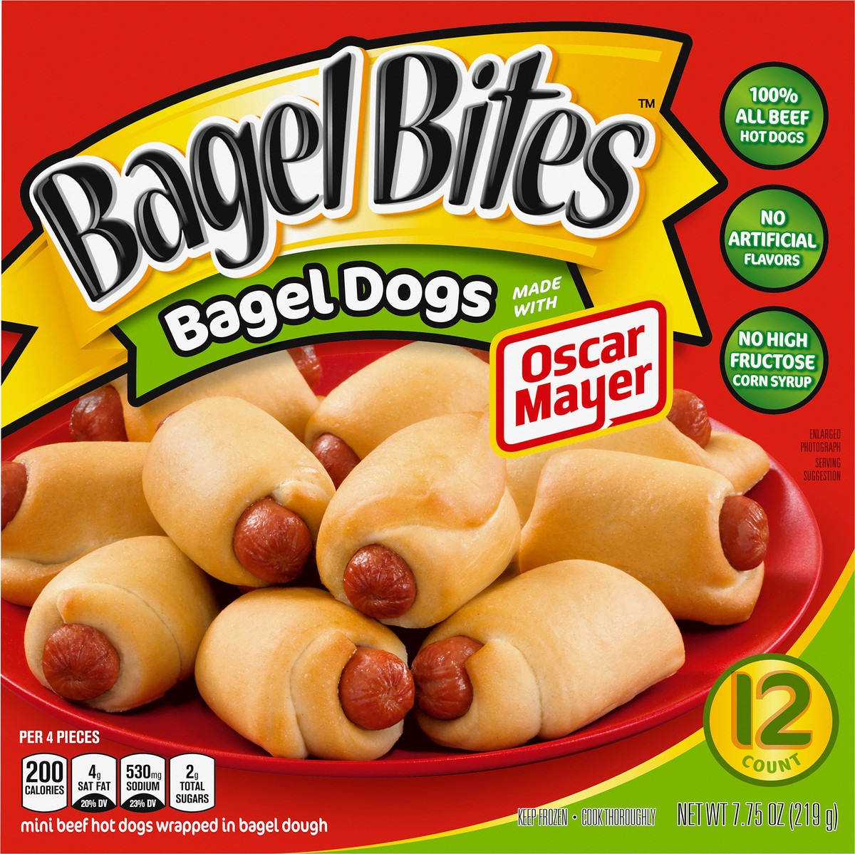 slide 3 of 14, Bagel Bites Bagel Dogs with Oscar Mayer Frozen Snacks, 12 ct Box, 12 ct